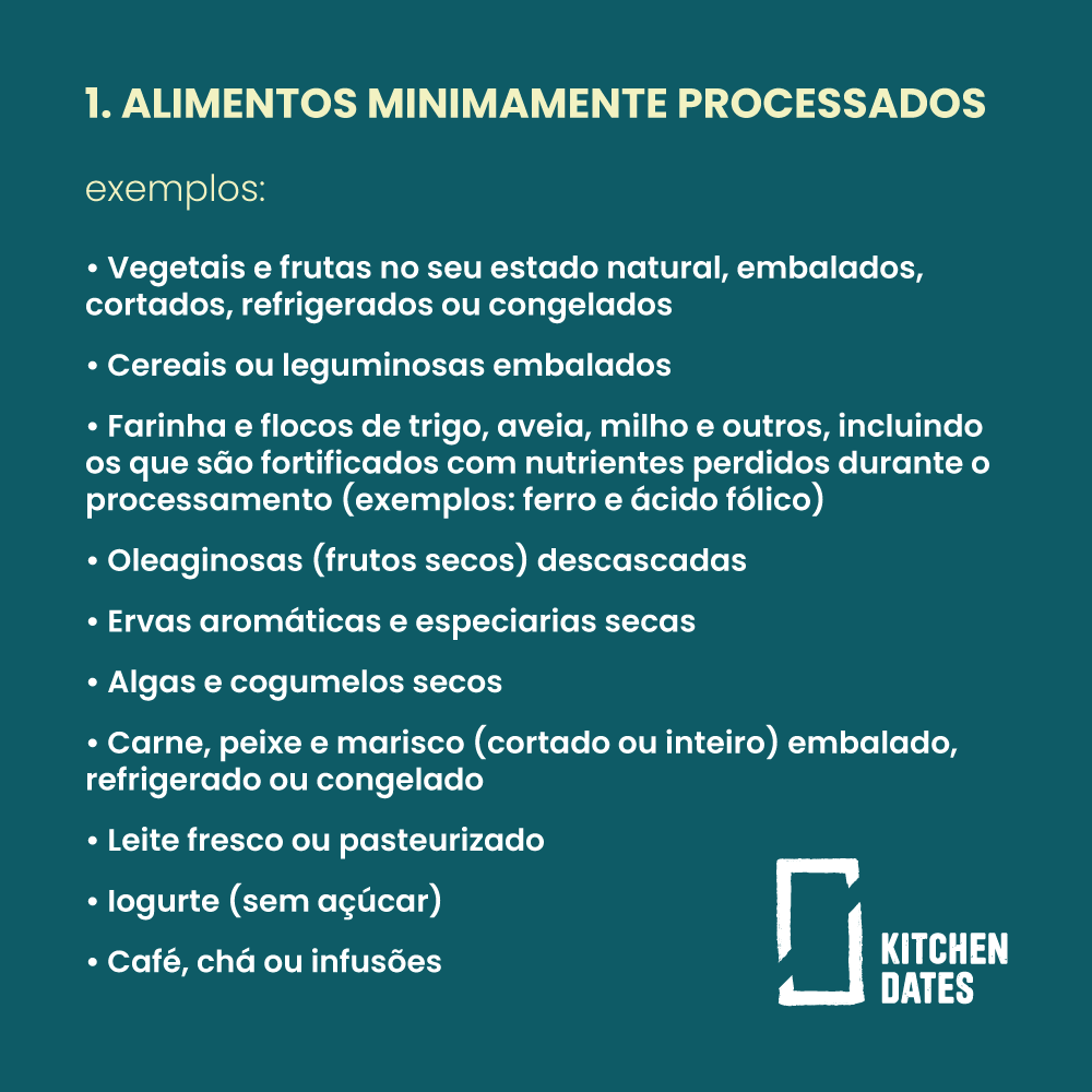 Grupo 1 da classificação NOVA: alimentos não processados ou minimamente processados